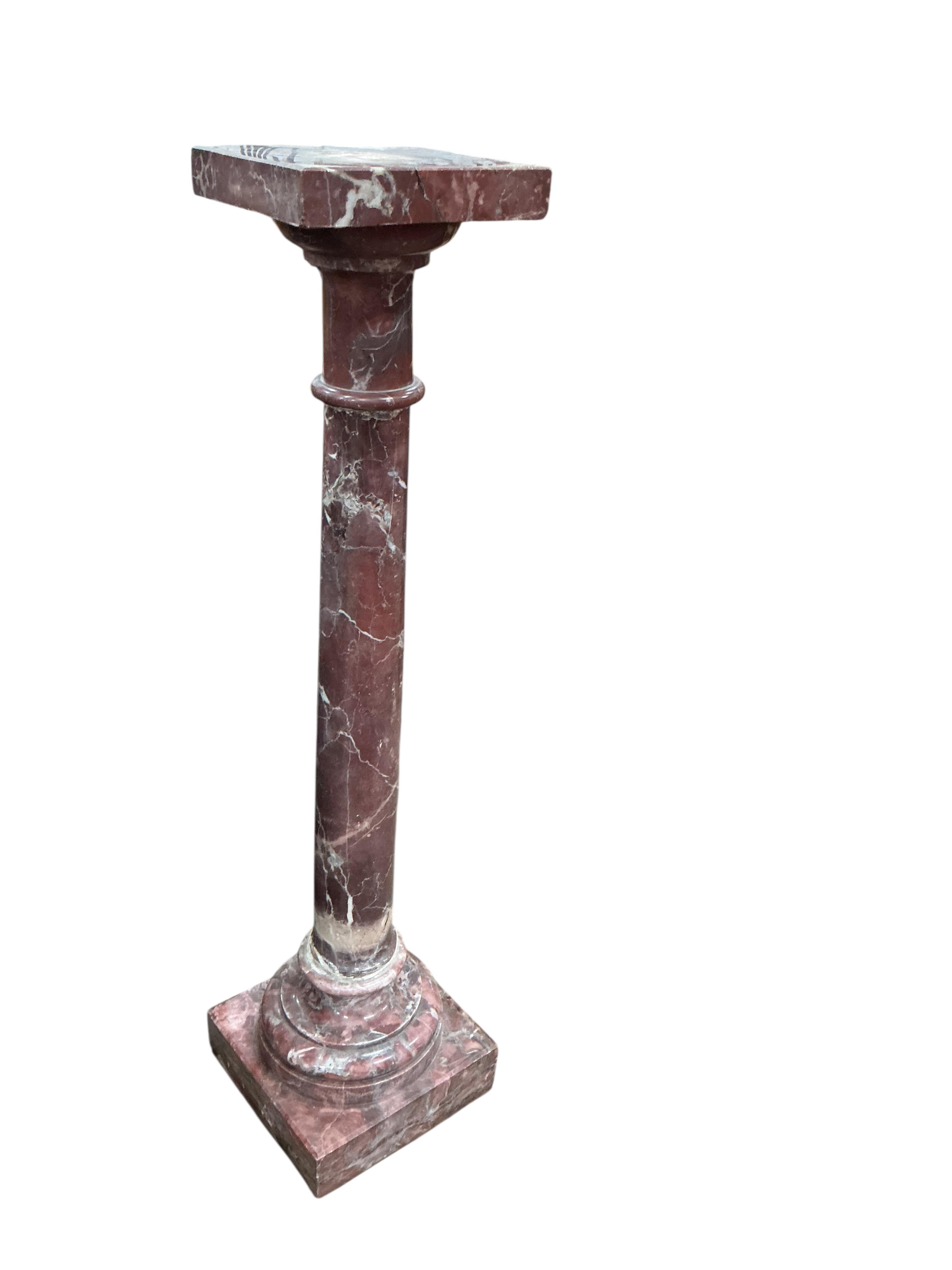 A Victorian rouge marble pedestal, height 114cm